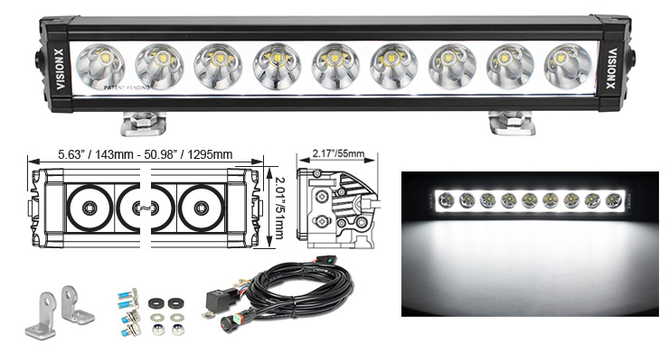 Barre 6 LED Vision X XPL 239 mm 9-32 Volts Faisceau longue portée o